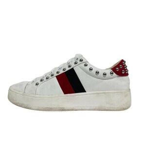 Steve Madden Belle Platform Sneakers Studded‎ Stripe Detail White Women's 6.5